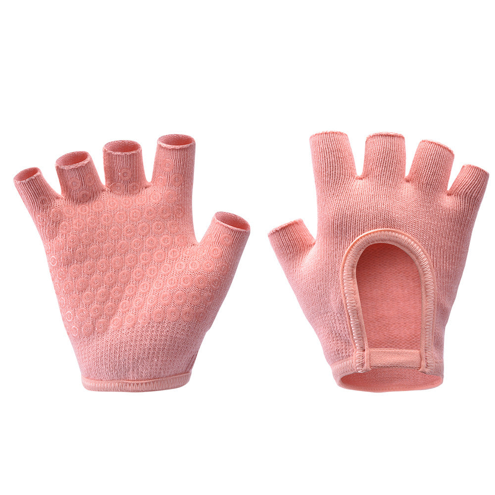 Orange 2-Pack Women's Non-Slip Yoga Gloves - Open Back Half Finger Cotton Stretchy Grip Gloves for Aerial Yoga, Pilates, and Fitness