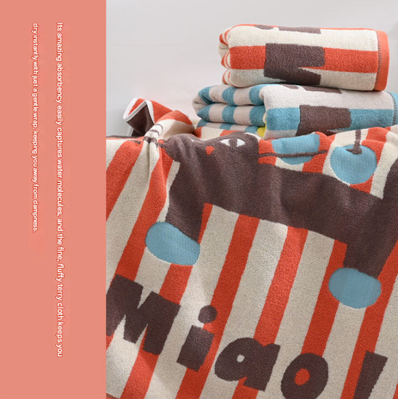 Orange Balloon Deluxe Extra Large Pure Cotton Beach & Bath Towel | Highly Absorbent, Thick 70 x 140 cm | Fun Cartoon Design