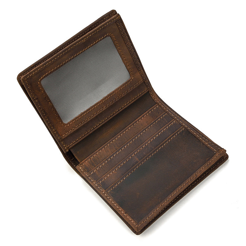 Brown vertical Vrtical Stroke Men's Vintage Wallet Multi-Card Slots Large Capacity Coin Purse Casual Clutch Bag for Everyday Use