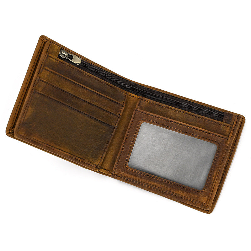 Brown Vrtical Stroke Men's Vintage Wallet Multi-Card Slots Large Capacity Coin Purse Casual Clutch Bag for Everyday Use