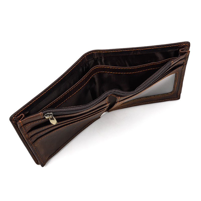 Brown Vrtical Stroke Men's Vintage Wallet Multi-Card Slots Large Capacity Coin Purse Casual Clutch Bag for Everyday Use