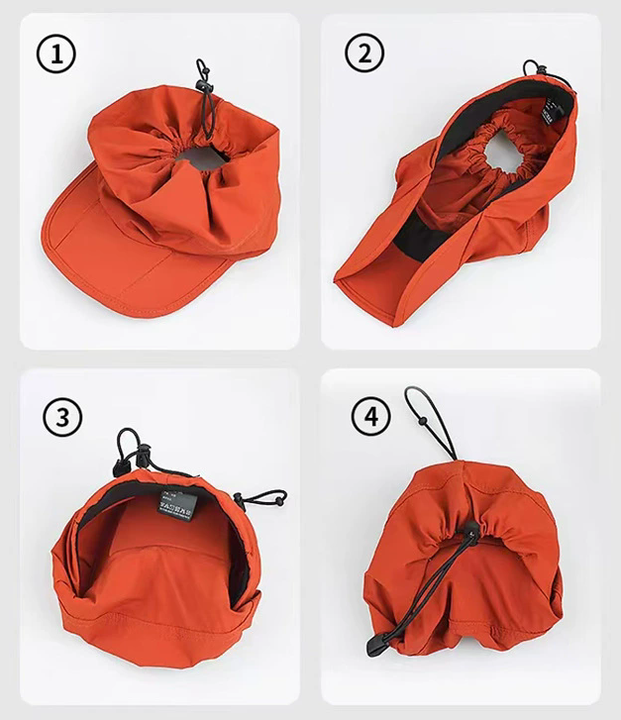 Orange Outdoor Quick Dry Sun Hat - Foldable Visor Cap - UV Protection - 55-58cm