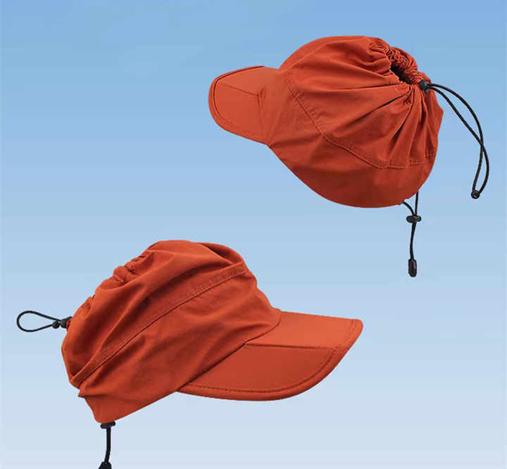 Orange Outdoor Quick Dry Sun Hat - Foldable Visor Cap - UV Protection - 55-58cm