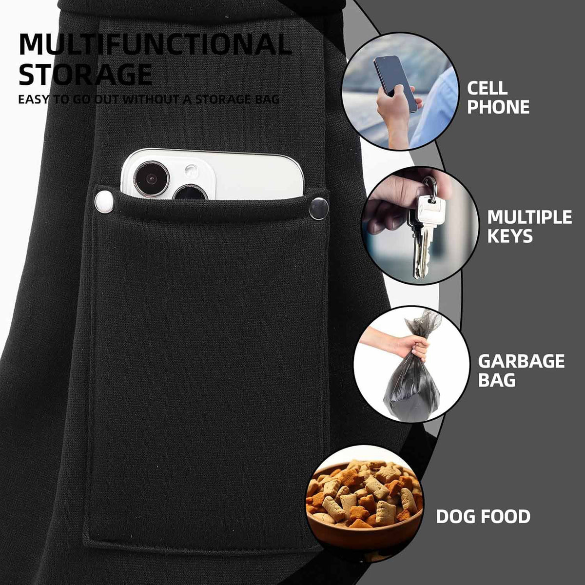 Black Portable Pet Carrier Backpack - Adjustable Shoulder Sling for Small Dogs & Cats (69.85 x 59.94 x 39.88cm) - Breathable Outdoor Travel Bag