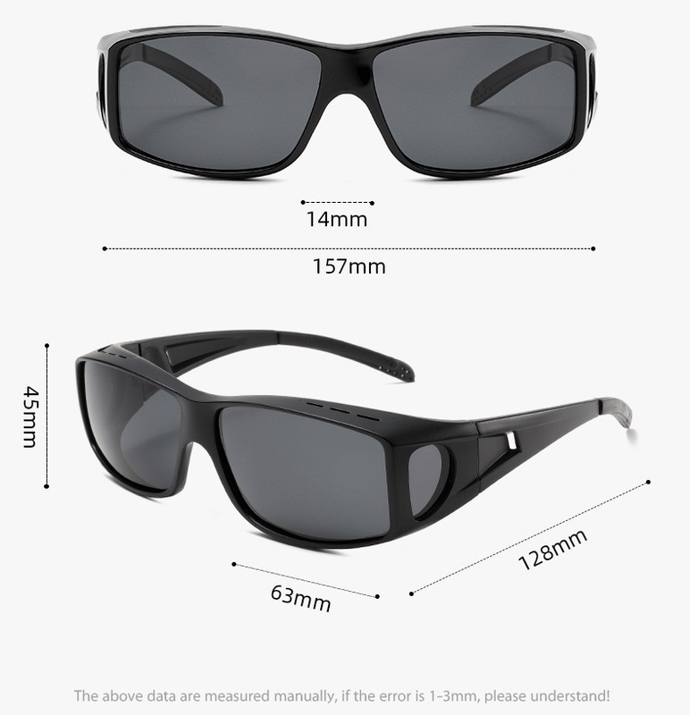 Purple 2PCS Men's Polarized Fitover Sunglasses | Wrap-Around Driving Glasses | Wear Over Prescription Eyewear | Dust and Wind Protection