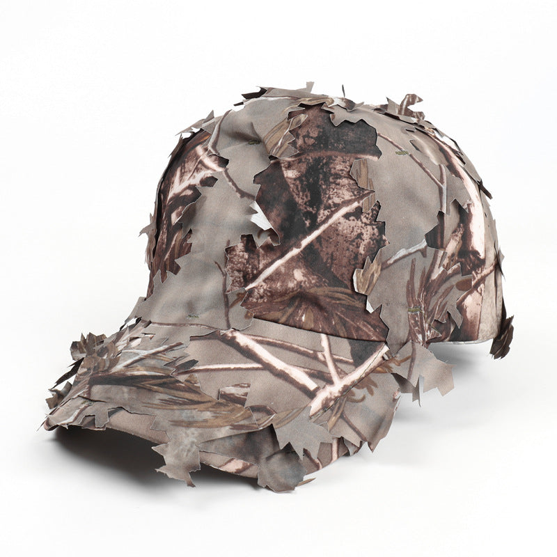 Brown 3D Leaf Camouflage Baseball Cap – American-Style Outdoor Tactical Hat for Hunting, Camping &amp; Survival