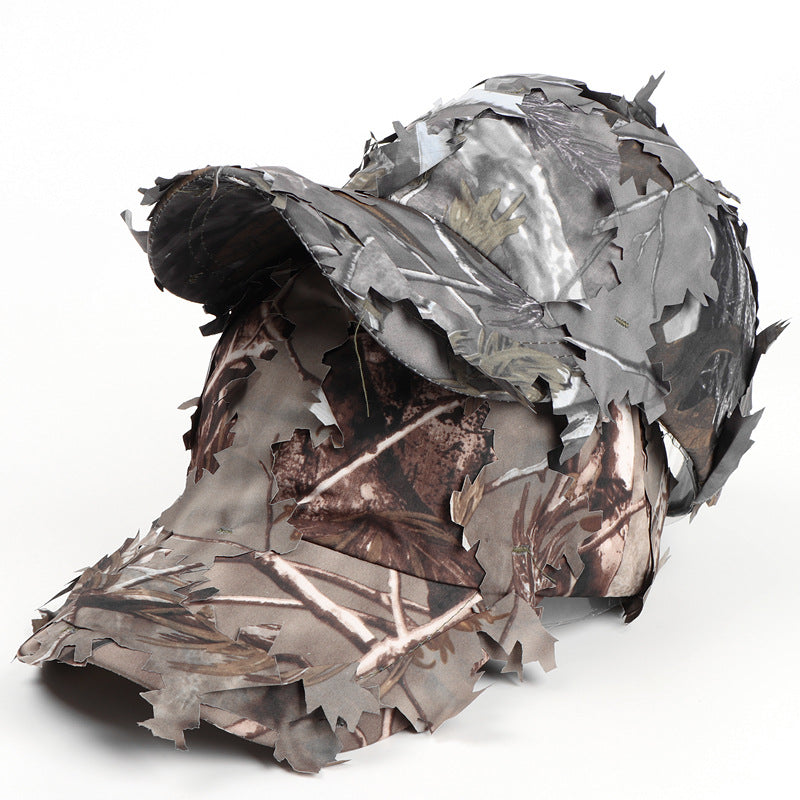 Brown 3D Leaf Camouflage Baseball Cap – American-Style Outdoor Tactical Hat for Hunting, Camping & Survival