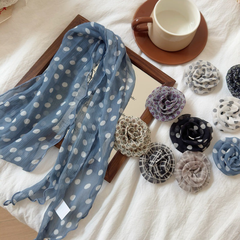 2 Pcs Purple Clover Pattern Rose Flower Thin Scarf – Elegant and Versatile Neck Wrap for Women