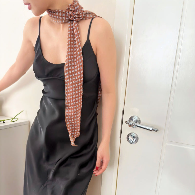 2 Pcs Black Clover Pattern Rose Flower Thin Scarf – Elegant and Versatile Neck Wrap for Women
