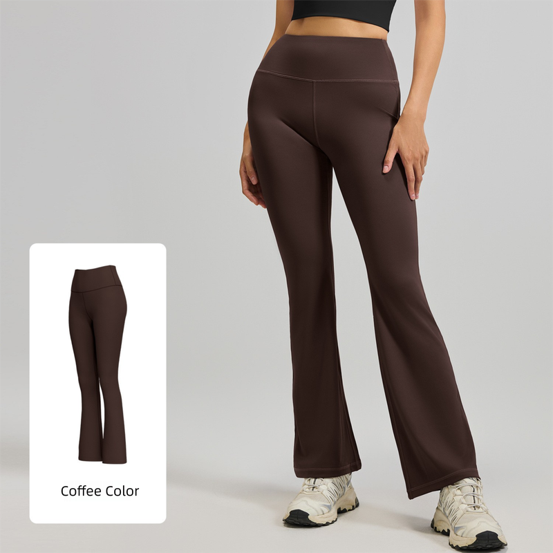 XXXL Coffee High-Waisted Flared Yoga Pants – Sculpting & Slimming Fitness Leggings