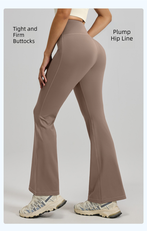 XXXL Coffee High-Waisted Flared Yoga Pants – Sculpting & Slimming Fitness Leggings