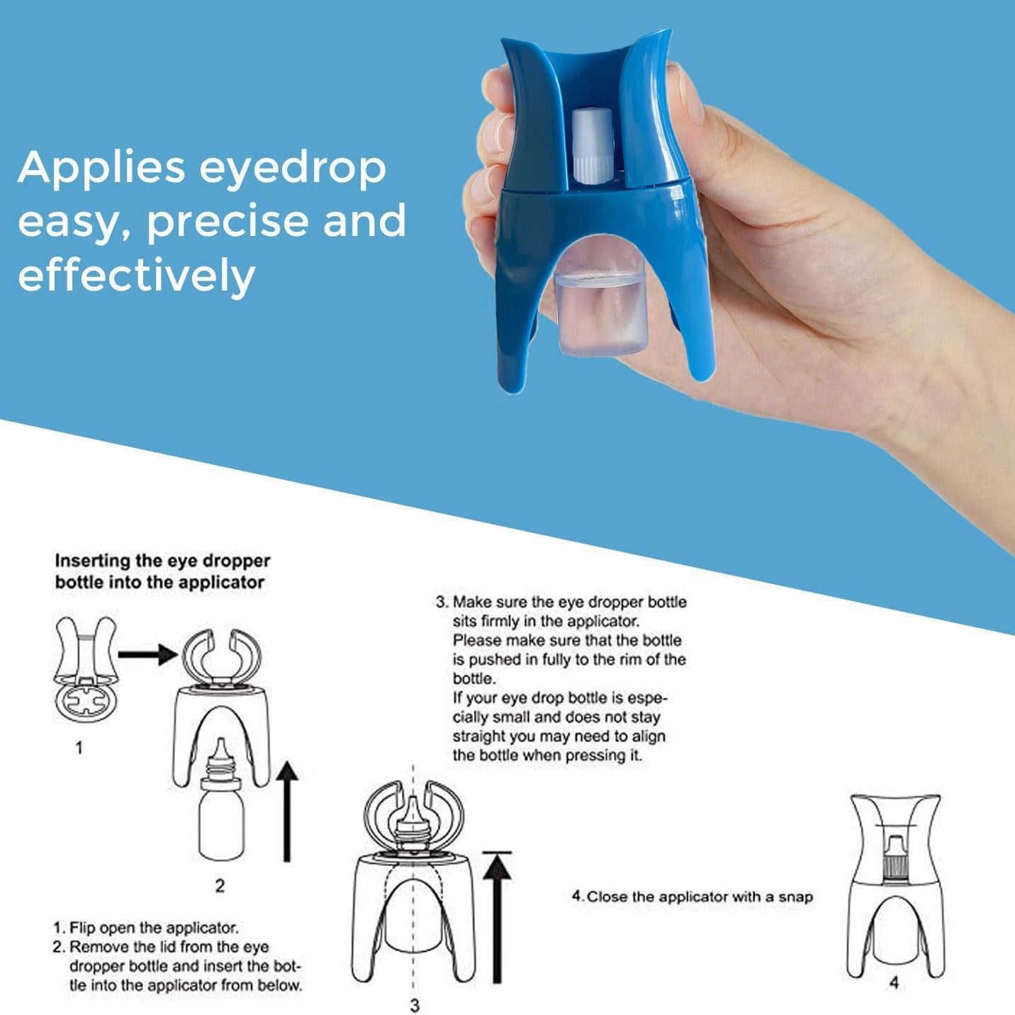Light Blue Eye Drop Applicator – Safe & Hygienic Eyedrop Dispenser for Precise Application