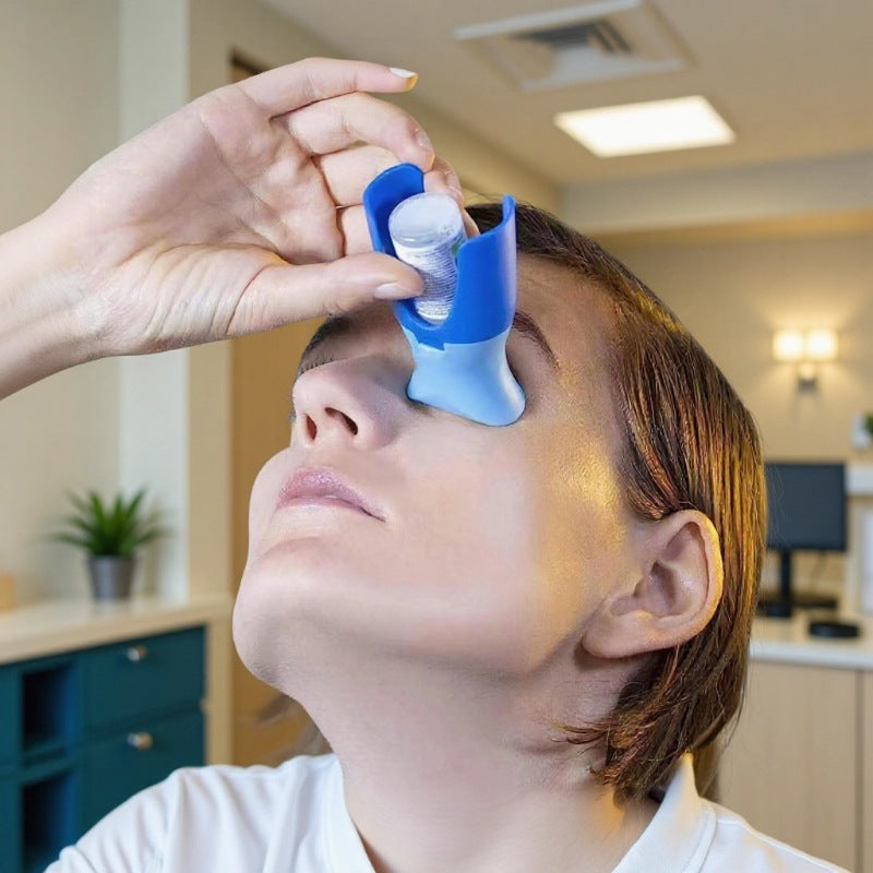 Light Blue and Dark Blue Eye Drop Applicator – Safe &amp; Hygienic Eyedrop Dispenser for Precise Application