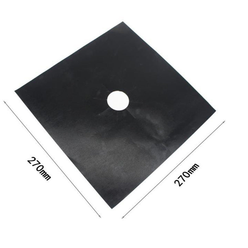 6 Pcs Black Heat-Resistant Gas Stove Mat – Non-Stick Teflon Coated Fiberglass Protector for Cooktops (270mm × 270mm)