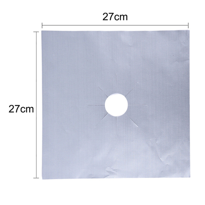 6 Pcs Silver Heat-Resistant Gas Stove Mat – Non-Stick Teflon Coated Fiberglass Protector for Cooktops (270mm × 270mm)