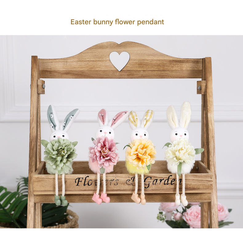 Yellow Easter Bunny Flower Hanging Decoration for Home, Garden or Party Scene