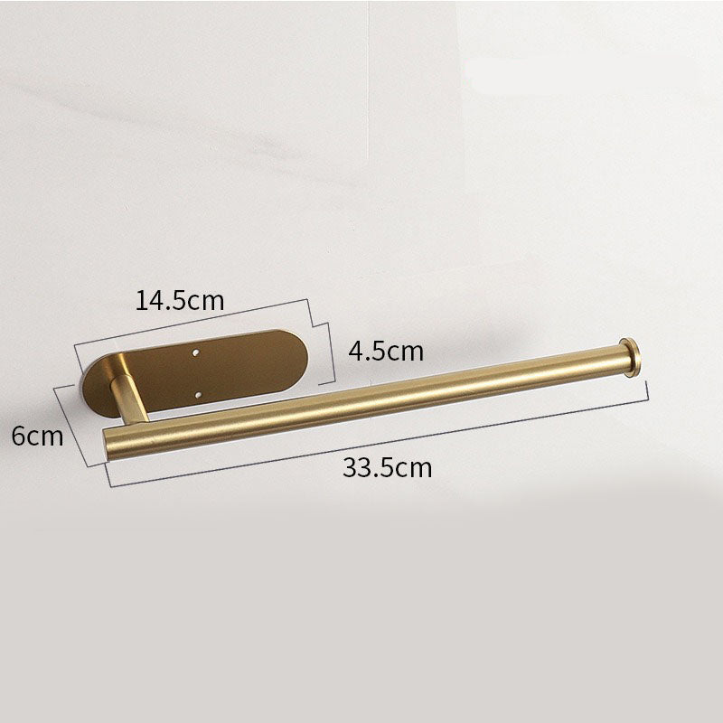 Gold Stainless Steel Kitchen Paper Holder with Adhesive Mounting – Under Cabinet Tissue Roll Rack for Paper Towels, Toilet Paper or Plastic Wrap