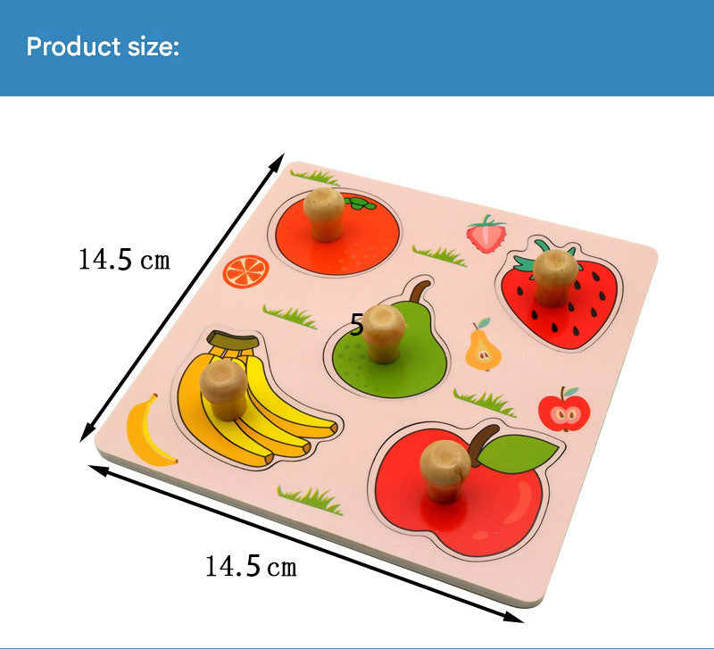 Fish Hand-Grip Puzzle Board – Educational Shape Matching Toy for Early Learning, 14.5cm Square Design
