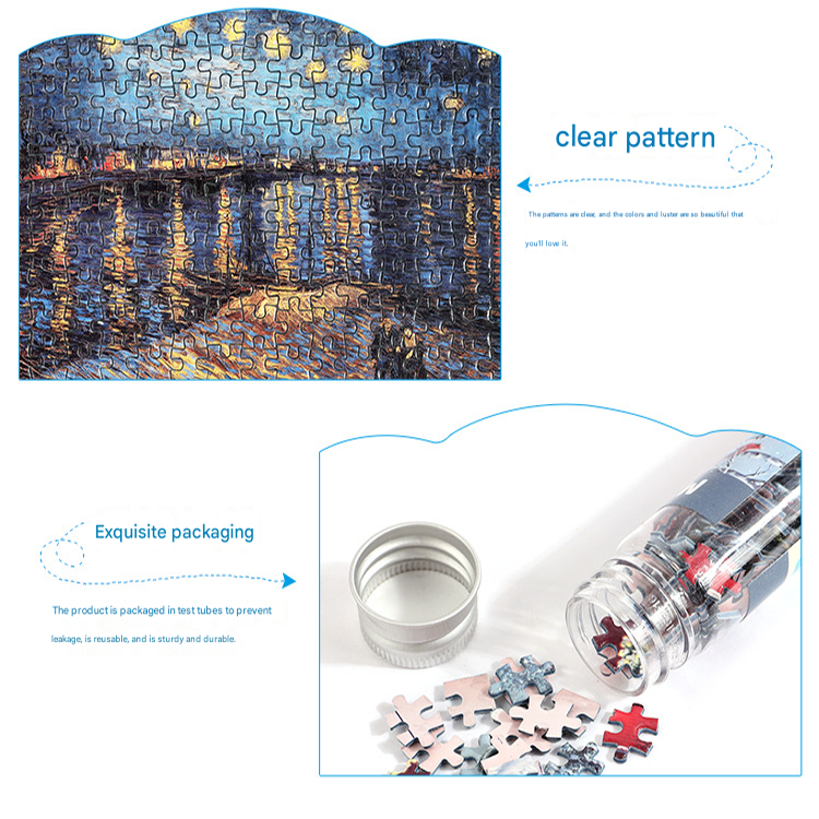 2 PCS 150-Piece Mini Puzzle in Reusable Tube – Compact Jigsaw for Home or Travel, Frame Not Included(105-Apricot blossoms are in full bloom)