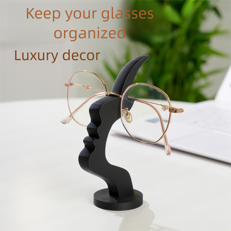 2-Pack Black Desktop Eyeglass Holder – Minimalist Design for Home or Office, Stable Display Stand with Rounded Base