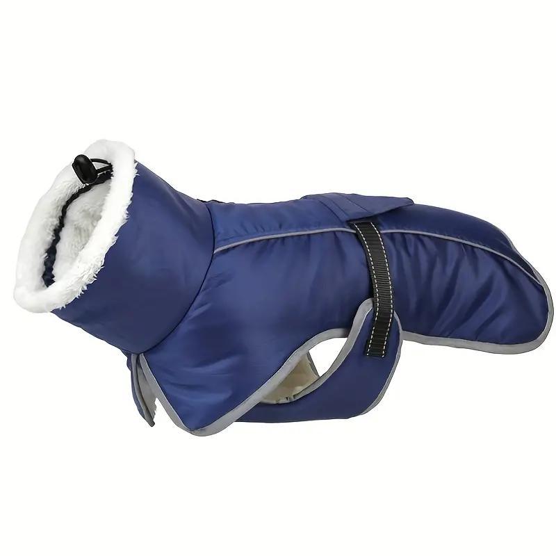 Blue Dog Winter Jacket – Warm, Windproof &amp; Waterproof Pet Coat with Fleece Lining and Reflective Strips for Cold Weather(Size: L)