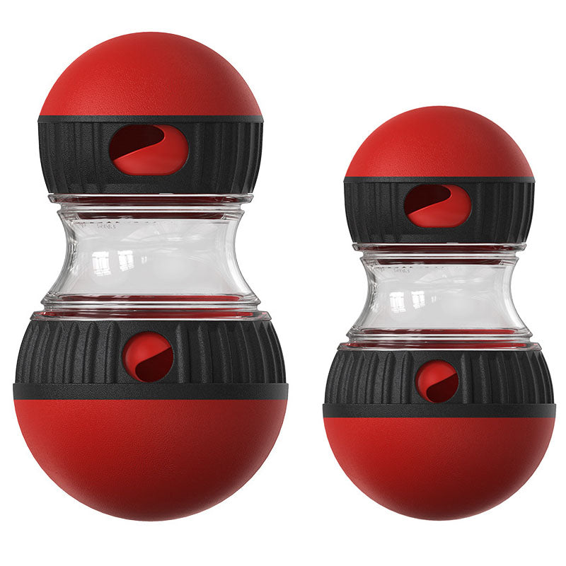 2-Piece Red Slow Feeder Dog Toy Set – Large &amp; Small Rolling Treat Dispenser Ball for Puzzle Feeding, Mental Stimulation, and Digestive Health