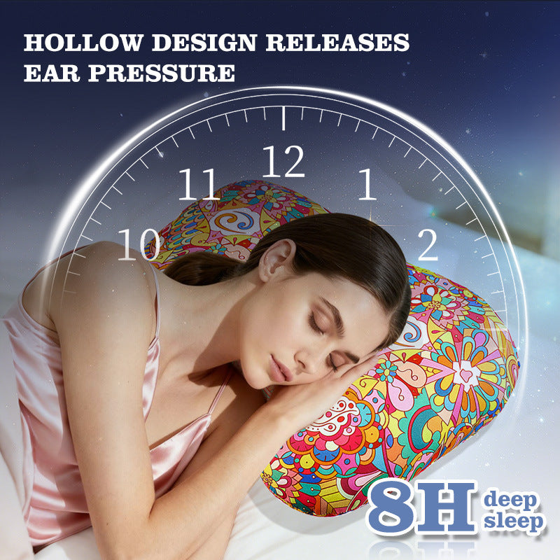 Sunflower Hollow Ear Support Pillow – Adjustable Side Sleep Neck Cushion with PP Cotton Filling and Breathable Fabric