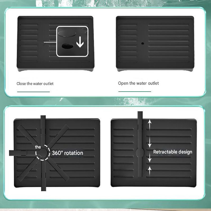 Black Foldable Dish Rack with Drain Tray, Knife & Chopstick Holder, Cup Rack, and Cutting Board Support – 42cm x 29cm x 29cm, Easy-Install Kitchen Storage Organizer for Plates, Bowls, Glasses, and Utensils