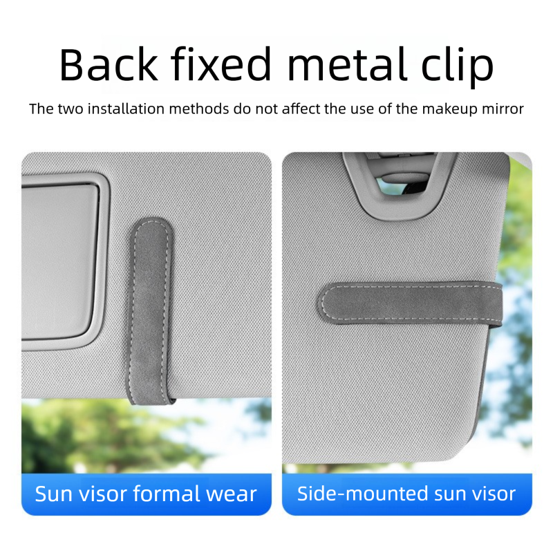 Black Car Sun Visor Sunglasses Holder – Magnetic Dual Clip Organizer with Suede Finish, No-Drill Mounting for Glasses, Cards & Tickets
