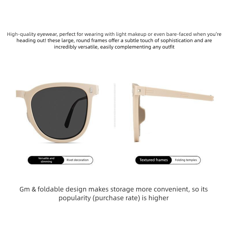 Agate Brown Foldable UV400 Sunglasses for Men and Women – Lightweight Driving & Outdoor Sun Glasses with Hard Case, 18.4g TR+Metal Frame, Compact 32mm Folded Size