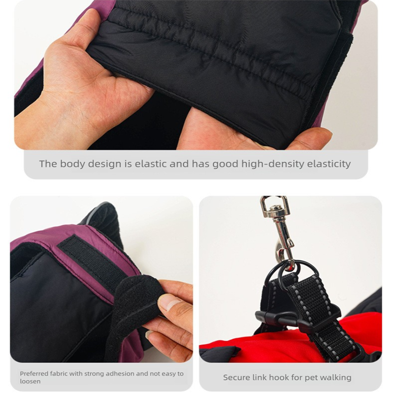 Green Thickened Winter Dog Coat with Reflective Strips – Waterproof, Windproof Pet Jacket for Small to Medium Dogs, Adjustable Fit with Detachable Leash Hook and Decorative Velcro Patch(Size: S)