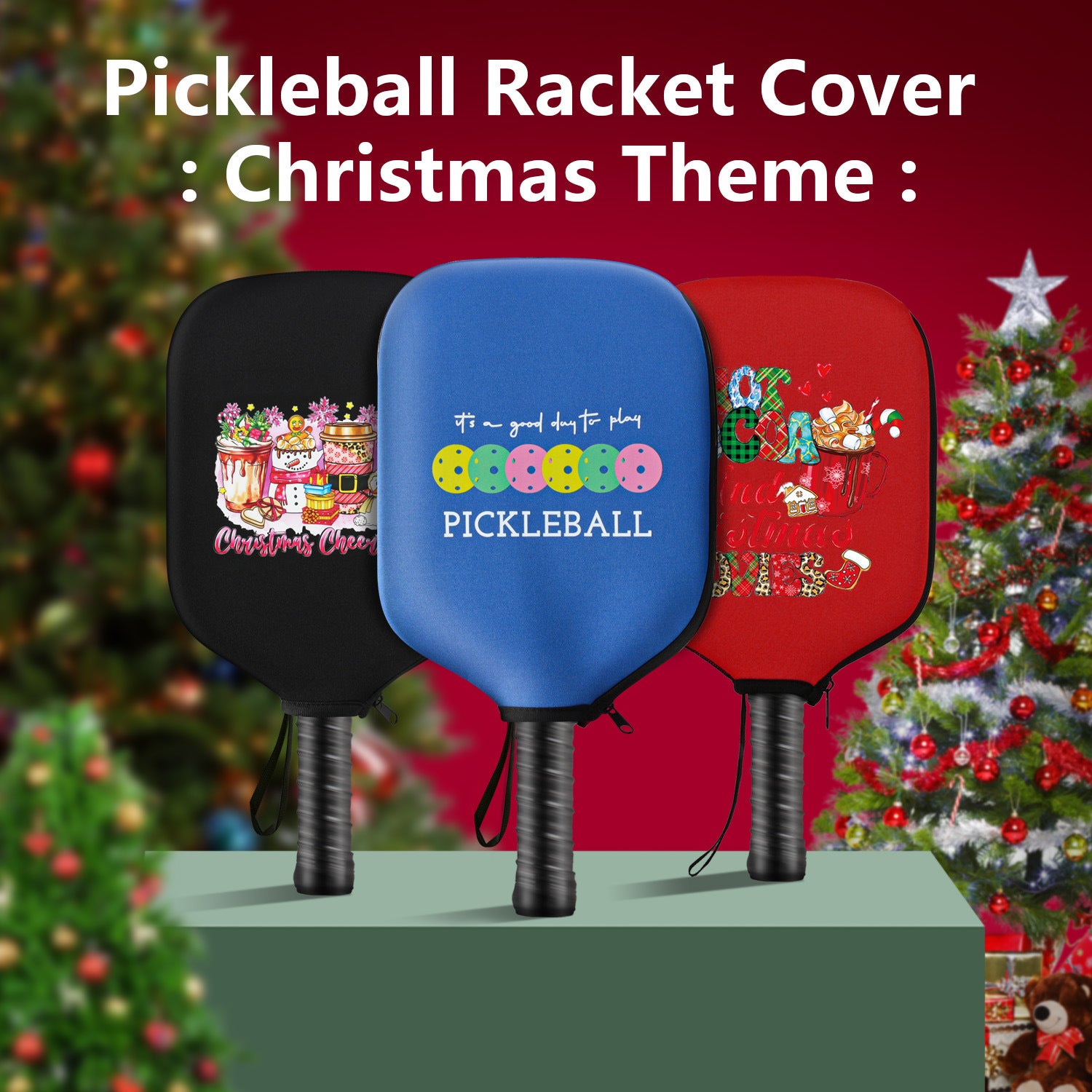 Black Neoprene Pickleball Paddle Cover Protective Case with Fun Graphic Design Durable Beach Tennis Racket Sleeve Bag for Table Tennis Paddles Shockproof Sports Equipment Storage(Style:5)