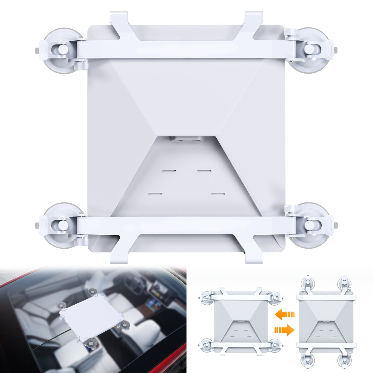 Universal Car Quad-Suction Cup Mount for Starlink Mini - Weather-Resistant Secure Vehicle Stabilizer for Sunroof &amp; Window Glass