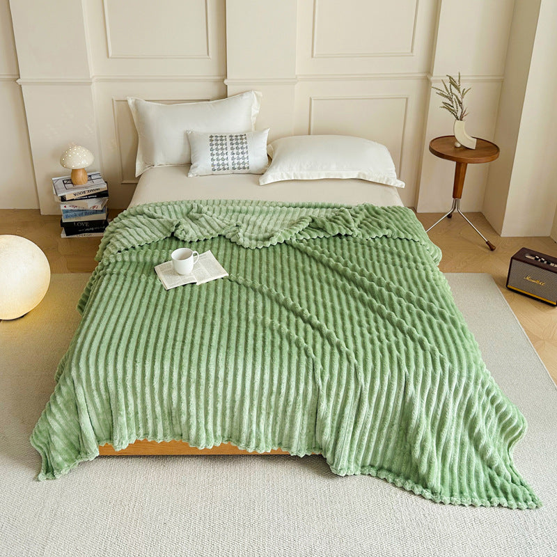 Green 230 x 200 CM Ultra-Soft Faux Rabbit Fur Plush Sofa Cushion &amp; Bedding Blanket - Luxury Double-Sided Thickened Winter Fleece