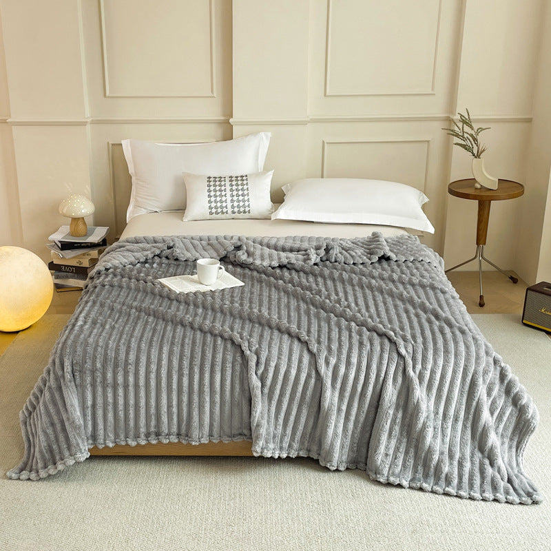 Grey 180 x 200 CM Ultra-Soft Faux Rabbit Fur Plush Sofa Cushion &amp; Bedding Blanket - Luxury Double-Sided Thickened Winter Fleece