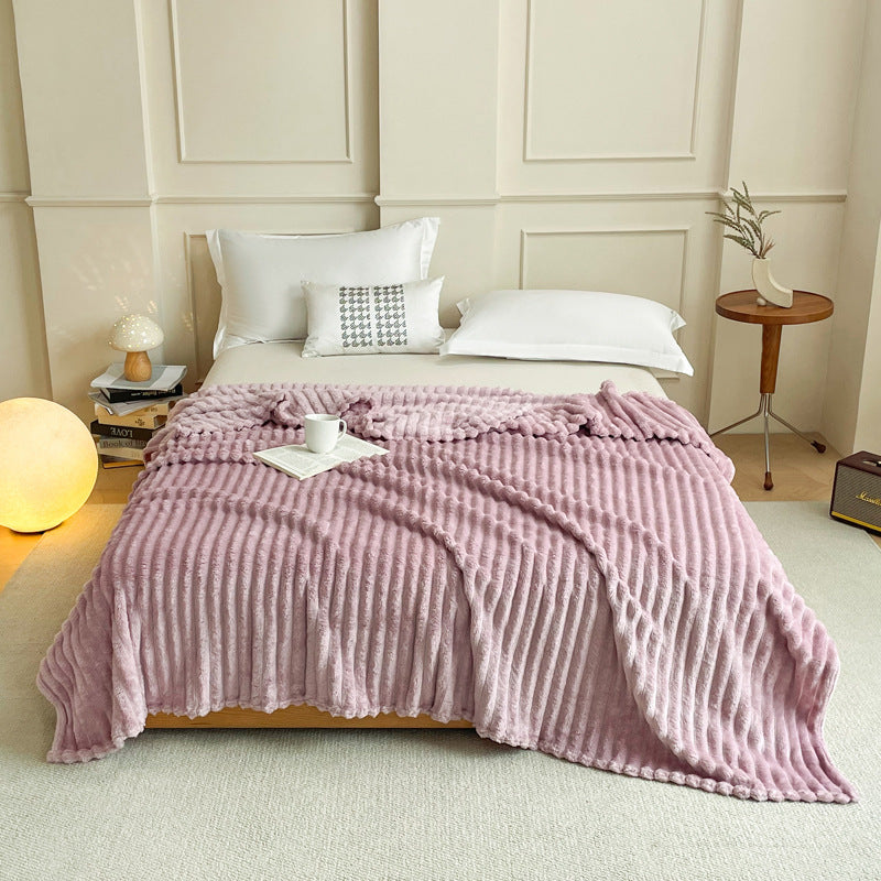 Purple 180 x 200 CM Ultra-Soft Faux Rabbit Fur Plush Sofa Cushion &amp; Bedding Blanket - Luxury Double-Sided Thickened Winter Fleece