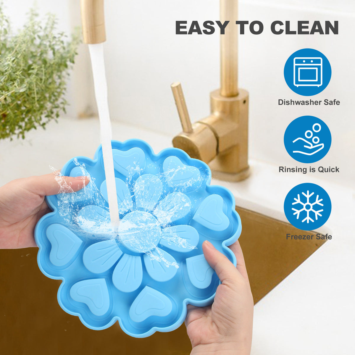 Blue 4-in-1 Textured Silicone Pet Lick Mat & Slow Feeder - Anti-Anxiety Calming Pad with Back Suction Cups