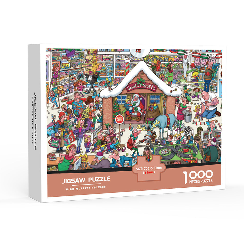 1000-Piece Large Jigsaw Puzzles with 70x50CM Display (Christmas Store Theme) - 6 LetterAlphabetical Zone Partitioning, Stress-Relief Educational Toy for Teens &amp; Adults