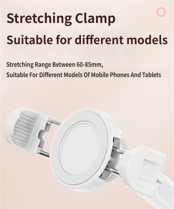 2-in-1 White Soft Plush Pillow Base & Phone Holder - 3-Axis 180° Rotation, Height Adjustable and Telescopic Clamp Stand, Relieve Arm Fatigue and Neck Strain