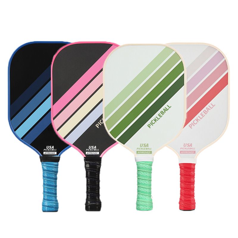Green Striped Fiberglass Pickleball Paddle with Neoprene Protective Cover - Shock Absorbing Honeycomb Core & Anti-Slip Grip - USAPA Standard Lightweight Sports Racket