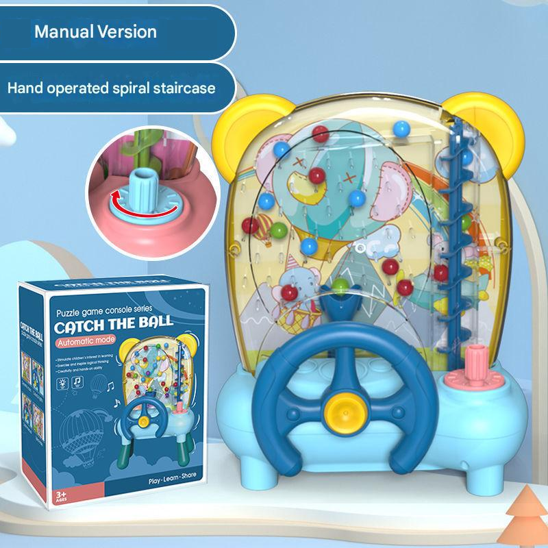 Blue Ball Catching Machine Game Kids Steering Wheel Pinball Desktop Game Hand Eye Coordination Training Parent-Child Interactive Educational Toy Concentration Focus Plastic 4+ Years