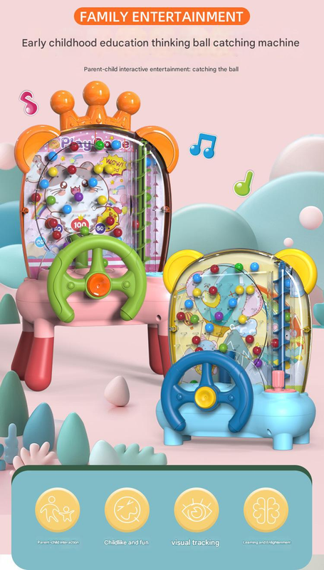 Blue Ball Catching Machine Game Kids Steering Wheel Pinball Desktop Game Hand Eye Coordination Training Parent-Child Interactive Educational Toy Concentration Focus Plastic 4+ Years