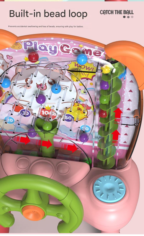 Blue Ball Catching Machine Game Kids Steering Wheel Pinball Desktop Game Hand Eye Coordination Training Parent-Child Interactive Educational Toy Concentration Focus Plastic 4+ Years