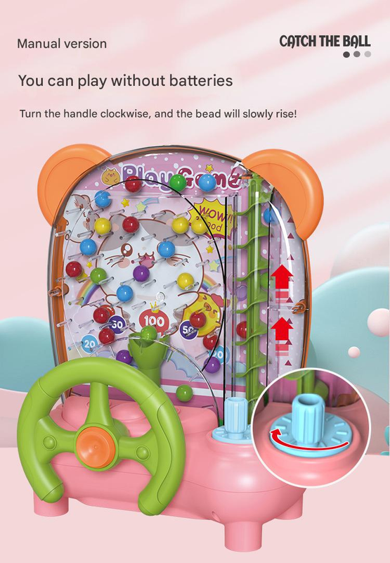 Blue Ball Catching Machine Game Kids Steering Wheel Pinball Desktop Game Hand Eye Coordination Training Parent-Child Interactive Educational Toy Concentration Focus Plastic 4+ Years