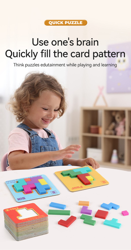 Quick Puzzle Tetris Building Blocks Game Speed Challenge Parent-Child Interactive Brain Training 20 Challenge Cards 4 Difficulty Levels ABS Material 3+ Years Educational Toy