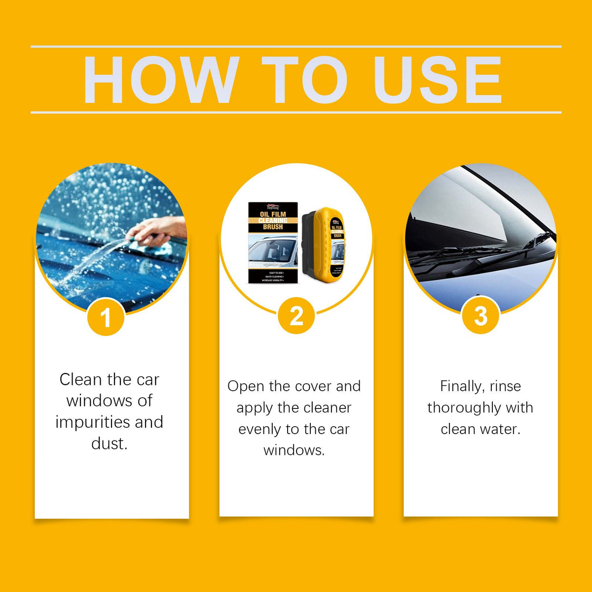 120ML Car Windshield Glass Oil Film Remover Cleansing Brush – Automative Window Degreaser and Cleaner Applicator for Rain Marks, Water Spots and Driving Visibility Restoration