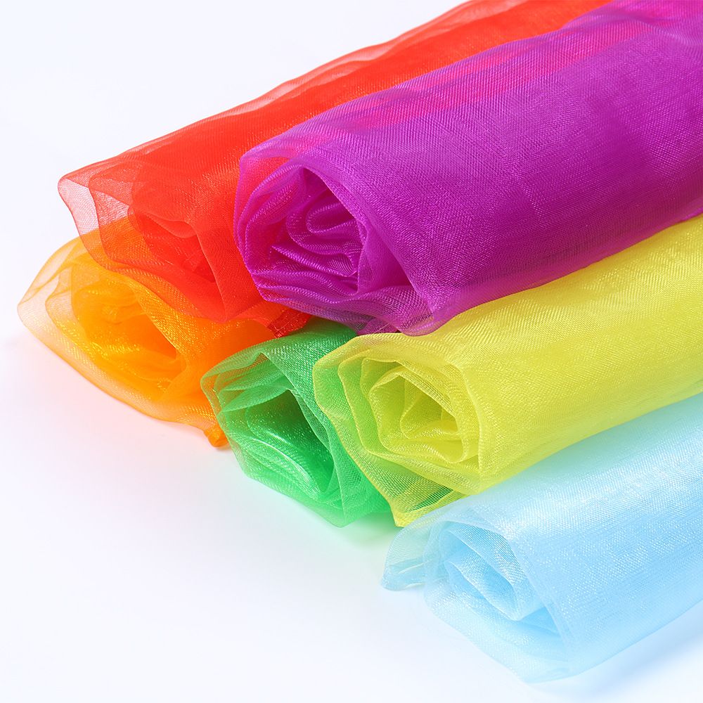 6-piece 60*60 cm(Red and Orange and Yellow and Green and Blue and Purple) Kids Magic Scarf Set -  Colourful Chiffon Dance Scarves for Performance Play, Lightweight Rainbow Juggling Scarves, Creative Movement and Party Game Props