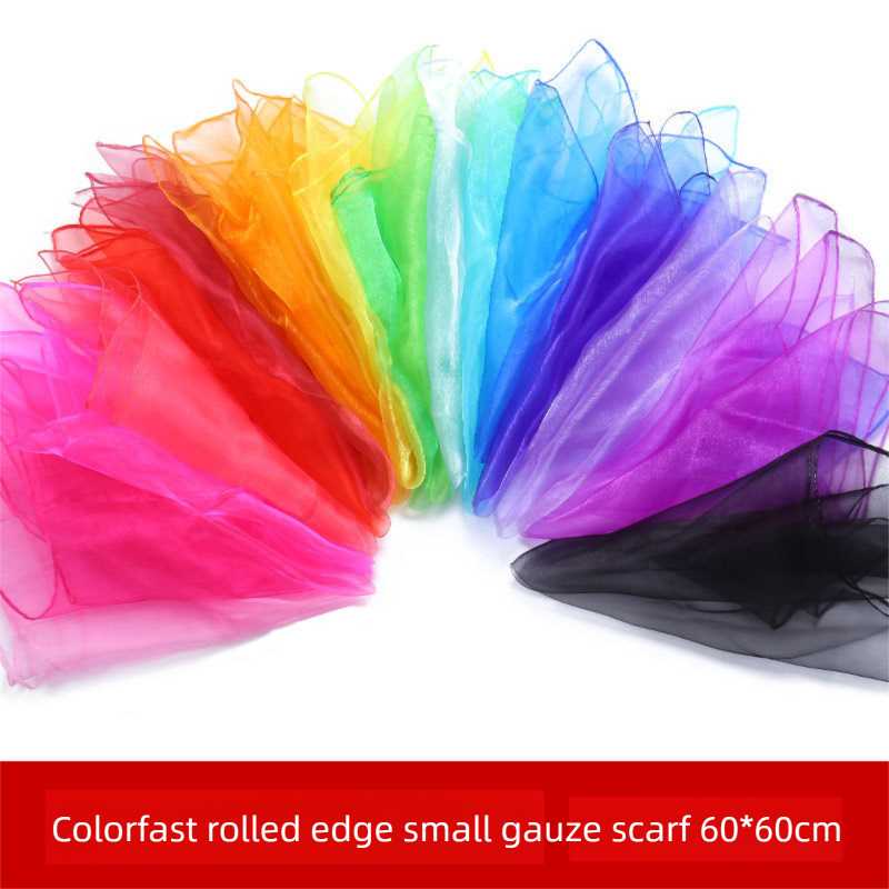 6-piece 60*60 cm(Red and Pink and Yellow and Green and Blue and Purple) Kids Magic Scarf Set -  Colourful Chiffon Dance Scarves for Performance Play, Lightweight Rainbow Juggling Scarves, Creative Movement and Party Game Props