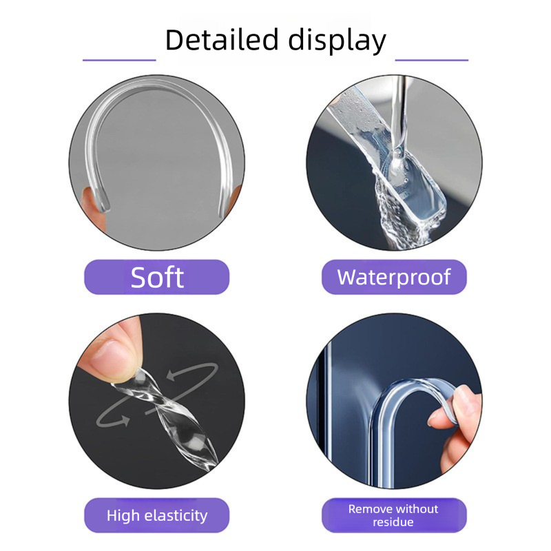 Clear Silicone Door Handle Bumper Strips 8 Pack Long Strip Self Adhesive Anti Collision Pads for Doors Cabinets Refrigerators 35 x 10 x 2 mm