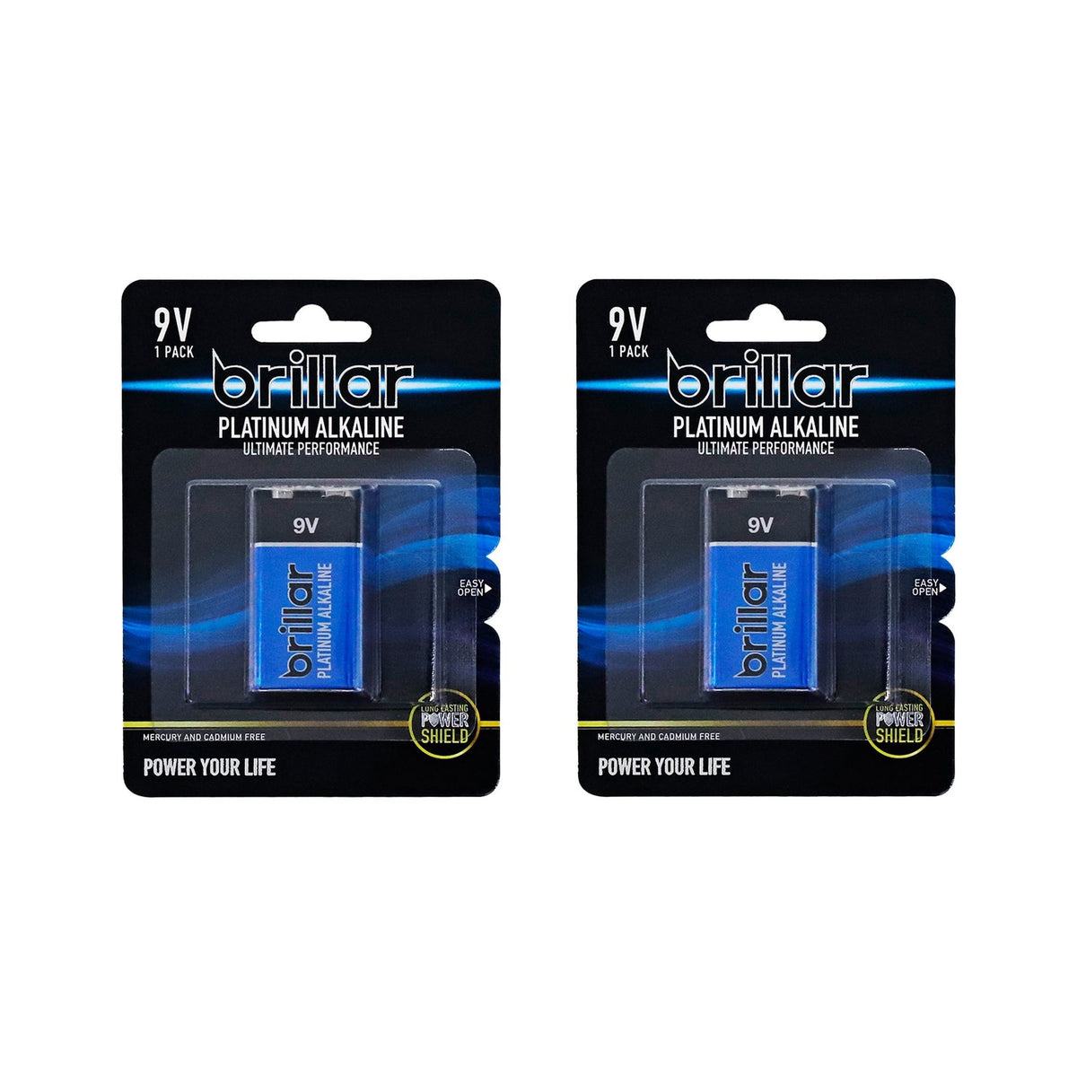 2 Pack Brillar 9V Platinum Alkaline Battery
